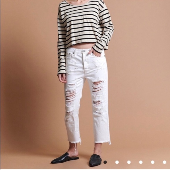 ONE X ONE TEASPOON Cococash Hooligans Low Waist distressed White Jeans Size 24 - Picture 1 of 10